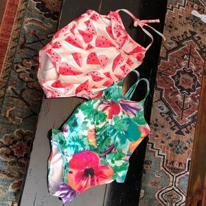 Two girls bathing suits. From Gymboree and Crazy 8